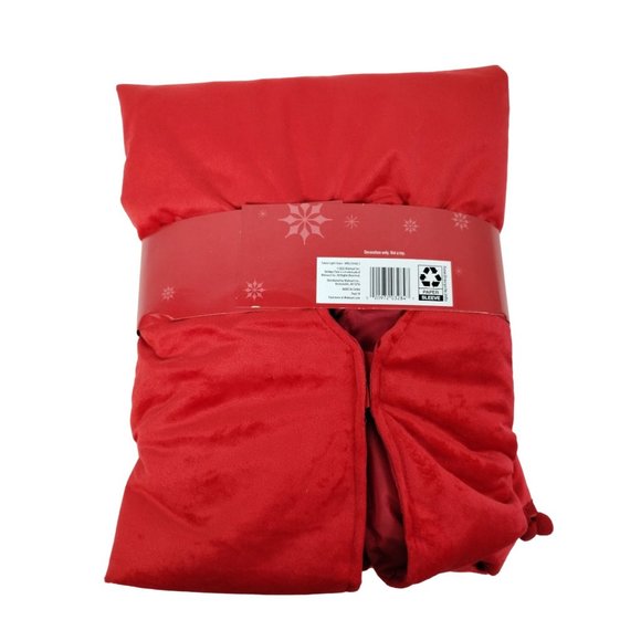 Holiday Time Fa La La La 48 In Christmas Tree Skirt Red Embroidered Bulbs New - Picture 4 of 5